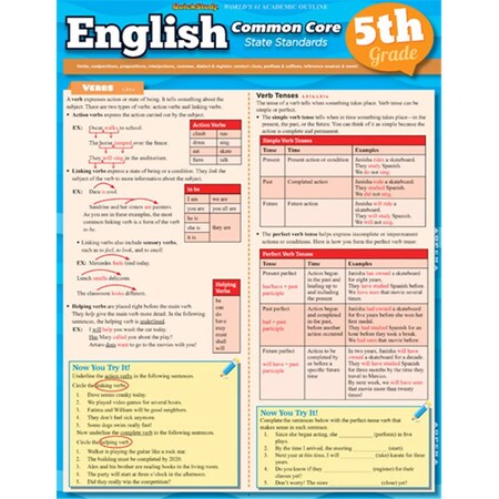 Barcharts English Common Core 5Th Grade Quickstudy Easel 9781423217602
